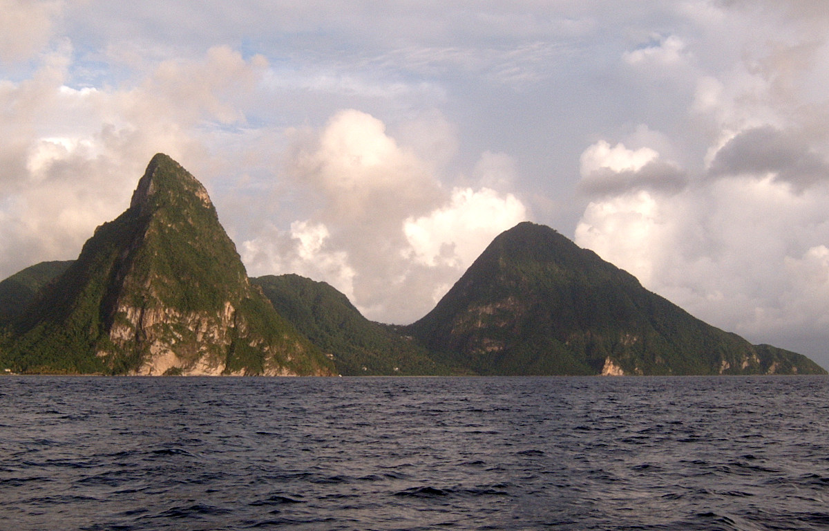 The view of Saint Lucia's pitons from the sunset cruise