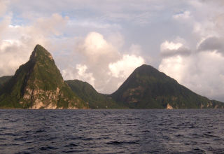 The view of Saint Lucia's pitons from the sunset cruise