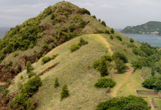 Pigeon island saint Lucia as seen from the top of the hill